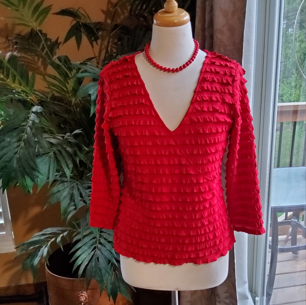Frank Lyman Design Red Ruffled Blouse